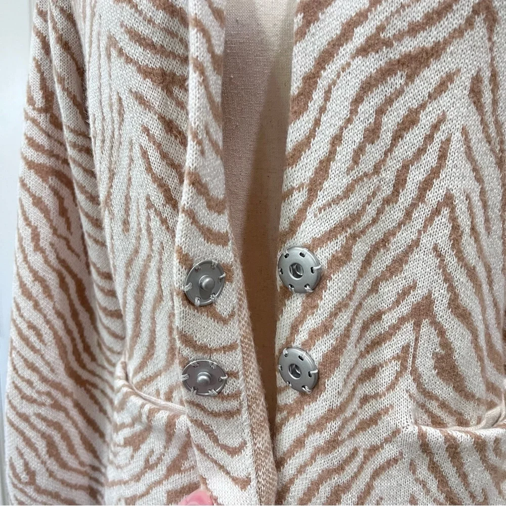 Maeve Anthropologie Zebra Print Wool Blend Sasha Cardigan Sweater Jacket Size S - Picture 6 of 11